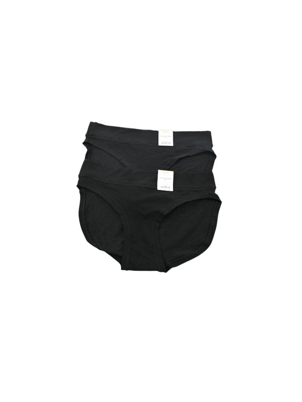 NWT Auden Lot of 2 Cotton 4-Way Stretch Bikini Sz M 8-10 Black Mid Rise Brief